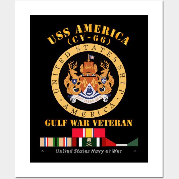 USS America (CV-66) - Gulf War Vet w Gulf  War SVC Wall Art by twix123844